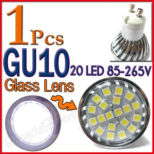 1 NEW GU10 4W Bulb 20-SMD 5050 LED White 85-265V SpotLight Lens Glass Lamp