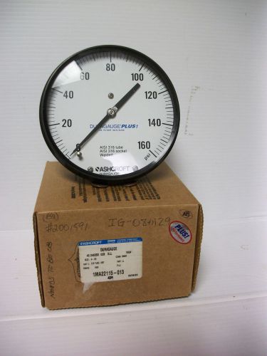 Ashcroft 4.5 duragauge plus 0-160 psi, 45 2462ss02b xll 160# pressure gauge (bb) for sale