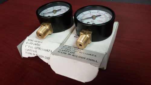 Lot of 2 grainger 2&#034; p505 160 psi / 1100 kpa 1/4&#034; npt pressure gauge for sale