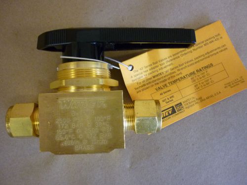 Whitey brass ball valve # b-45s8, 2500 psi, new for sale