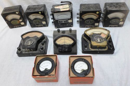 10  vintage steampunk voltmeters, galvanometers &amp; ammeters for sale
