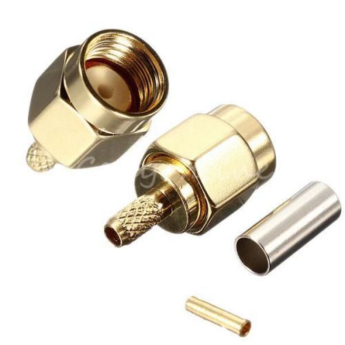 Brass sma male plug center window crimp rg174 lmr100 cable rf adapter connector for sale