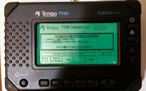 Tempo CableScout TV90 Coax CATV TDR Cable Tester w/ STD Option TV-90