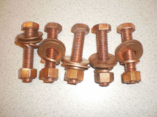 5 hex head silicon bronze 651 (98% copper) bolts, washers &amp; nuts, 1/2-13 x 2-1/2 for sale