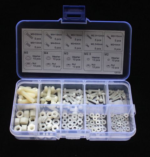 M2 m2.5 m3 m4 m5 nylon screw / nut / washer assortment kit #120107 for sale
