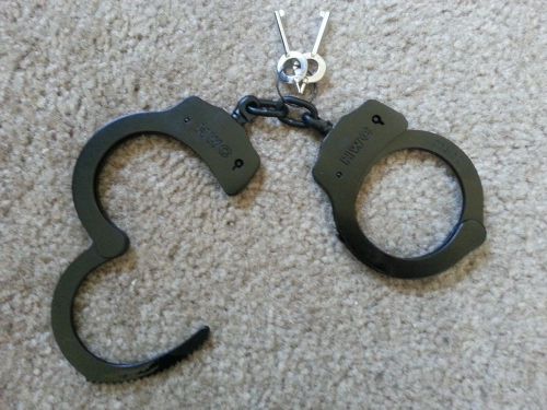 Black finish steel Police handcuffs with two keys double locking