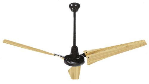 60&#034; industrial bb-660-6l ceiling fan, black &amp; bamboo airfoil style blades, 120v for sale