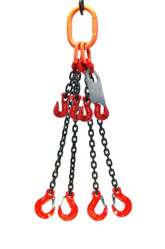 1/2&#034; 10 Foot Grade 80 QOSa Quad Leg Lifting Chain Sling - Sling Hook Adjuster
