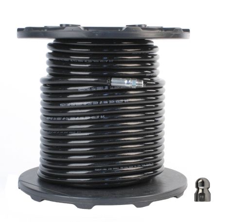 Sewer jetter kit 3/8&#034; npt x 200&#039; hose &amp; 6.5 orifice button nose nozzle 4000 psi for sale