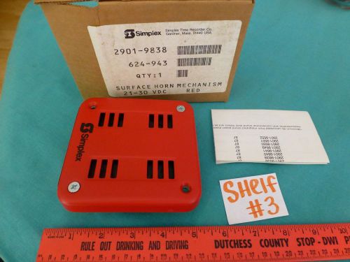 Simplex fire alarm 2901-9838 gang box surface horn mechanism 21-30 v .035 amp dc for sale