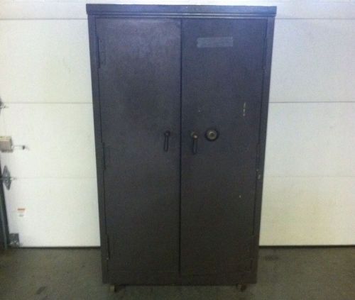 Vintage Large 5&#039; 3&#034; Tall Safe Locking Cabinet w/combination 5 Shelves
