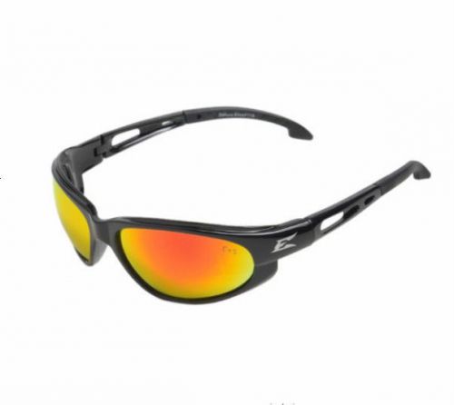 Edge Eyewear #SWAP119 Safety Glasses, Black w/ Aqua Precision Red Mirror Lenses