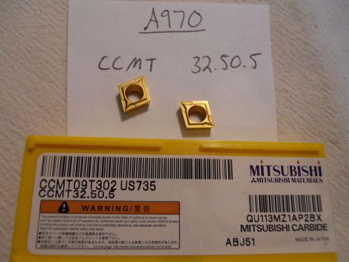 10 new mitsubishi ccmt 32.50.5 carbide inserts. grade: us 735 {a970} for sale