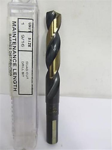 Barnes Dist 20952, 9/16&#034; HSS Maintenance Length Quad Cut Reduced Shank Drill Bit