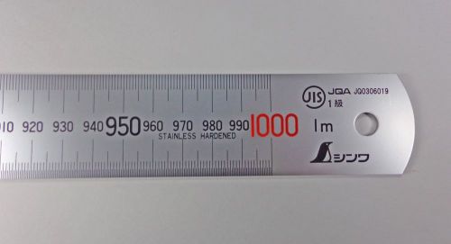 Shinwa 1000 mm Rigid &#034;Zero Glare&#034; Metric Machinist Rule/Rule Scale .5mm &amp; mm