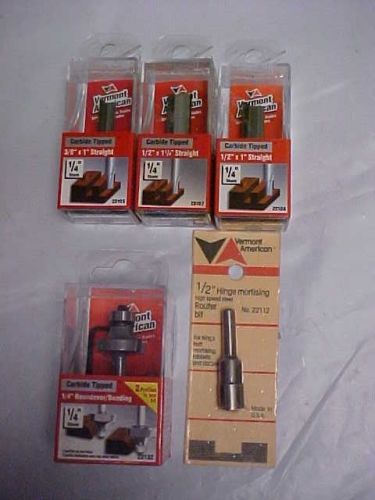 Vermont American LOT OF 5 ROUTER BITS NEW