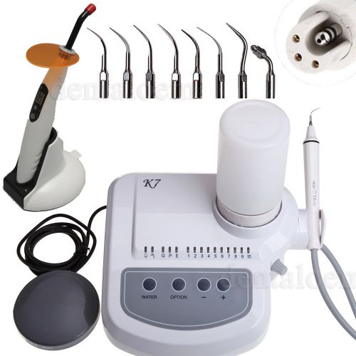 Ultrasonic Dental Scaler inl Tip Fit EMS WOODPECKER Handpiece+ Curing Light Lamp