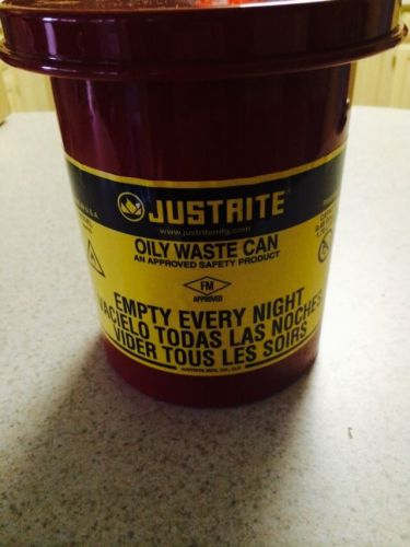 Justrite 09410 galvanized steel oily waste can with hand operated cover.  new! for sale