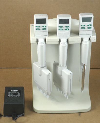 Rainin EDP-3 Pipettes Lot (3) w/ Charging Stand &amp; Charger *Missing (1) Battery*