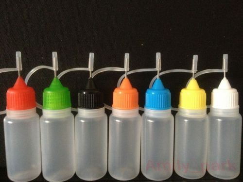Hot ! 50pcs 10ml Empty Plastic Squeezable Liquid Dropper Bottles needle tip LDPE
