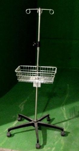 Zimmer Adjustable IV Pole With Center Basket - 4 Hooks, 5 Legs