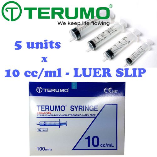 5 x 10ml Terumo Syringe Luer Slip Hypodermic Needle Sterile Latex Free JAPAN