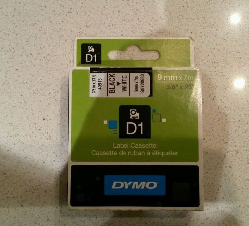 Genuine Dymo D1 Label Tape 9mm x 7m Black on White 40913