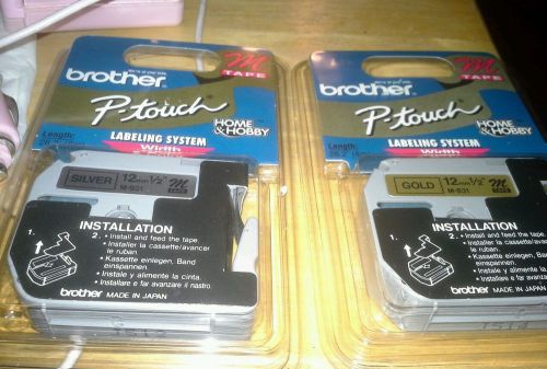 Brother P-Touch Black/White M-231, Black/Silver M-931 1/2&#034; Tape Labeling Lot 2