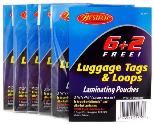 NEW Bestech Luggage Tag &amp; Loops Laminating Pouches, Quantity 48