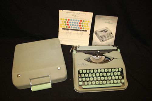 Vintage Swiss HERMES Rocket Typewriter  Excellent Condition - Mint Green w/ Case