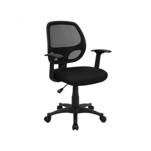 Black computer chair chrome finished base new ergonomic comfy mid back mesh for sale