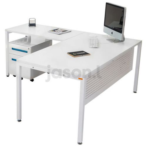 Litewall 2000 desk plus return - white square leg - Commercial grade double supp