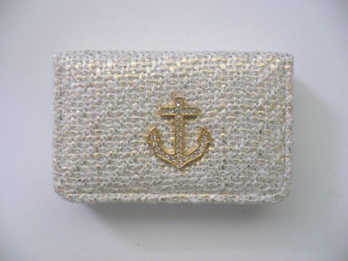 Crystal Anchor and Metallic Linen Business Credit/Business Card  Holder NWOT