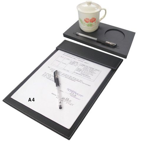 Wholesale 2pcs/set conference Mat desktop leather black Writing Board Coasters