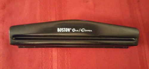 Vintage Boston Mfg. Co.,  Metal OFFICE 3 Hole Paper Punch ONE ELEVEN BLACK