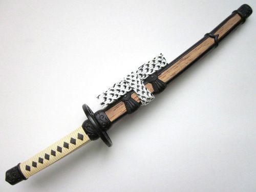 Japanese Letter Opener Black &amp; Light Brown Samurai Katana Sword Ninja Japan