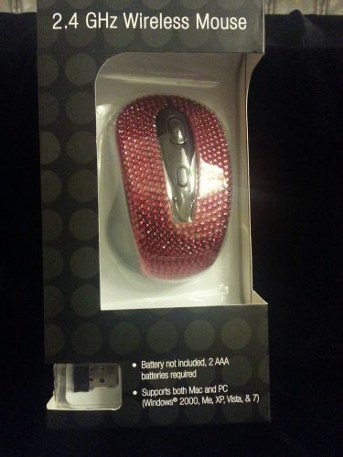 Red Crystal Rhinestone Bling Embellished Office Wireless Mouse NEW