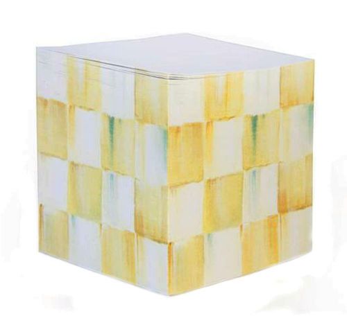 MacKenzie Childs Parchment Check Sticky Note Cube - New SALE Hostess/Office Gift