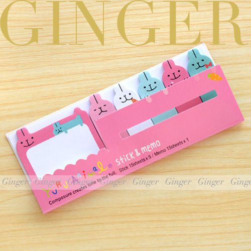 Rabbit Type - Cute Funny Post It Bookmark Memo Index Tab Sticky Notes 90 Pages