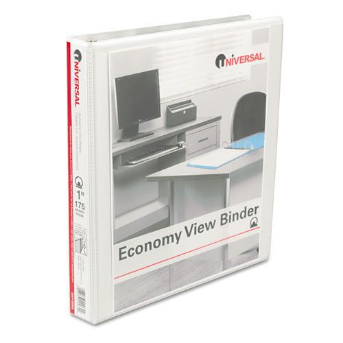 Round Ring Economy Vinyl View Binder, 1&#034; Capacity, White, 12/Carton