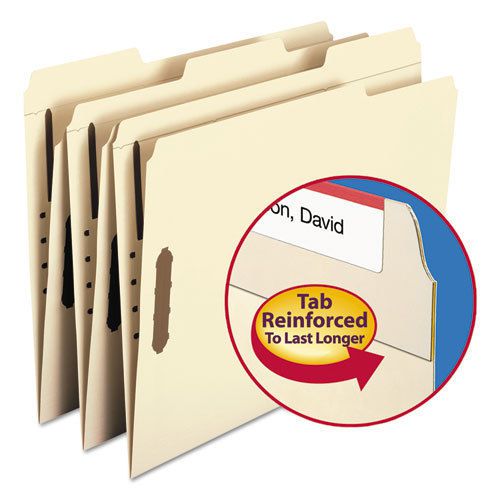 Folders, Two Fasteners, 1/3 Cut Assorted Top Tabs, Letter, Manila, 50/Box