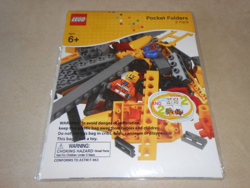 Lego 2 Pk Pocket Folders &amp; 2 Sticker Sheets, 11 3/4&#034; X 9 1/2&#034;, NEW IN PACKAGE!!