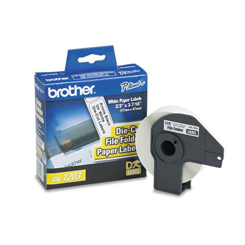 Brother File Folder Label 3.4&#034;x.66&#034; 300/Roll Paper Direct Thermal White 3 Rolls