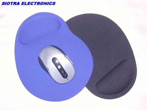 Anti-slip mouse mat in black or blue with foam wrist support for pc, mac, laptop for sale
