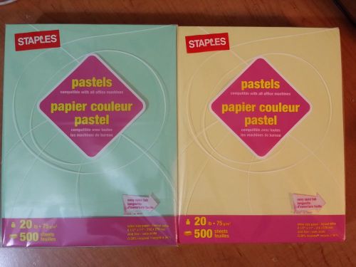 Two(2) X Staples® Pastel Colored Copy Paper, 8 1/2&#034; x 11&#034; - Color Options