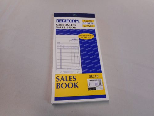 Rediform 5L270 Sales Book, 4-1/8&#034; x 8&#034;, Two-Part Carbonless, 50 Sets/Book