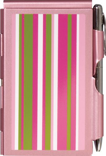 #8271 -- pink stripe wellspring flip case note pad &amp; pen -wow! for sale