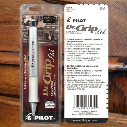 NEW SEALED PILOT DR. GRIP LTD PENCIL 0.5mm METALLIC PLATINUM 36174