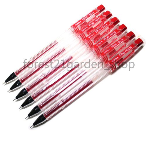 x6 pcs Dong-A Fine Tech 0.3mm Gel ink Red Rollerball pen For Office School - RED