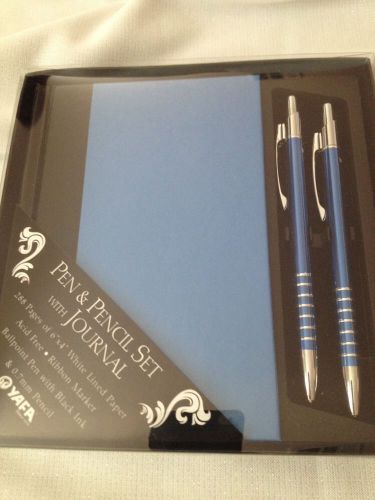 Yafa Fine Blue Pen &amp; Pencil Gift Set With Matching Journal NIP!